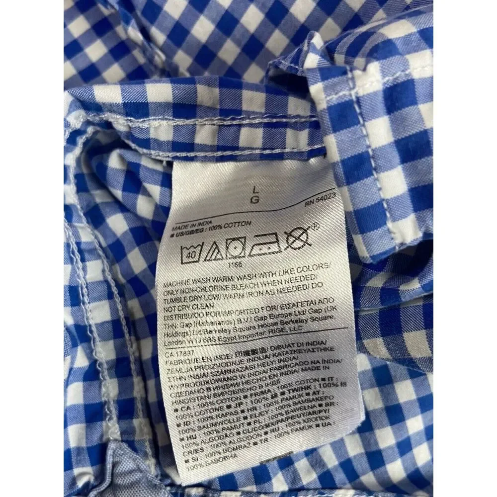 Banana Republic Mens Button Up Long Sleeve Shirts Blue Check - Set Of 2‎ - Large